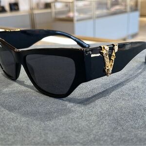 Versace Sunglasses with Black Frame and Gold Accent